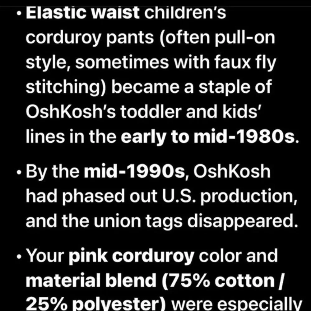 Vintage 1980s Union USA OshKosh Girl's Pink Corduroy  Skiing Bunnies Size 18 Mos